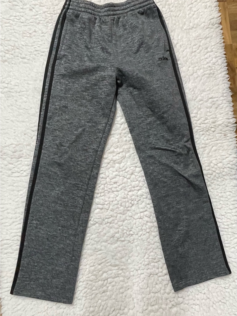 adidas Kids Gray Heather Joggers with Black Side Stripes